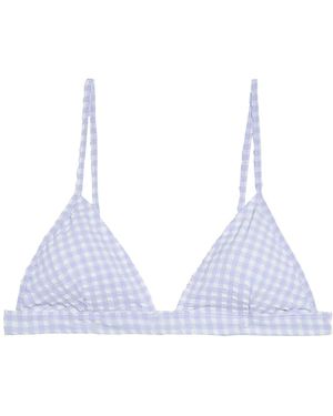 Ganni Plaid Triangle Bikini - Blue