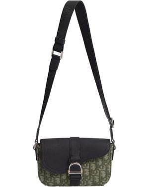 Dior Mini Saddle Heritage Messenger Bag With Flap - Black