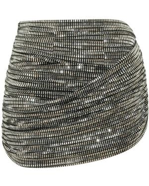Self-Portrait Draped Rhinestone Camisole Top - Grey