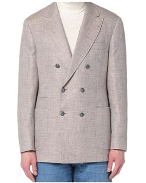Brunello Cucinelli Double-Breasted Long Sleeved Blazer - Grey