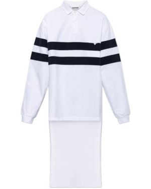 DARKPARK Jill Asymmetric Striped Polo Top - Blue