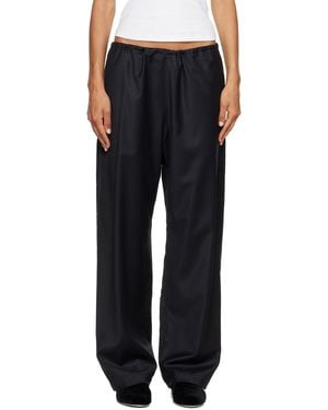 Ssstein Wool Silk Drawstring Easy Pants - Black