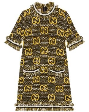 Gucci Gg Motif Short-Sleeved Dress - Green