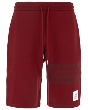 Thom Browne Stripe Detailed Drawstring Shorts - Red