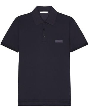 Givenchy Paris Logo Embroidered Short-Sleeved Polo Shirt - Blue