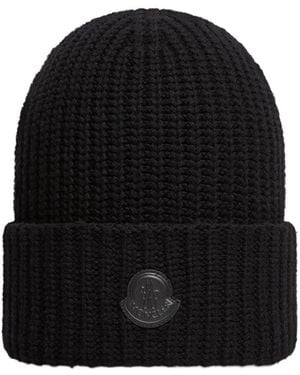 Moncler Wool Cashmere Blend Beanie - Black