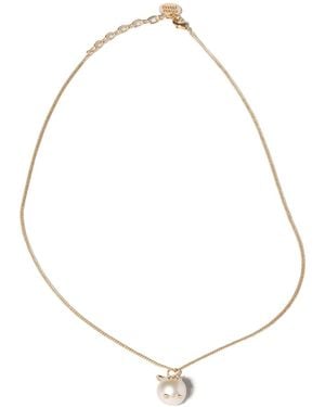 Miu Miu Metal Necklace With Pendant - White