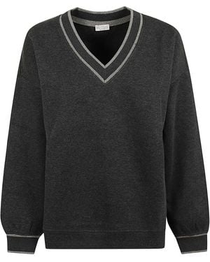 Brunello Cucinelli V-Neck Sweatshirt - Black