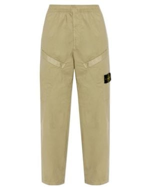Stone Island Logo Patch Straight Leg Trousers - Green