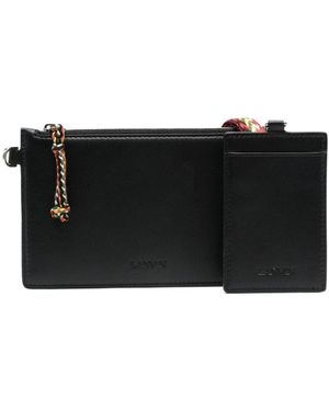 Lanvin Logo-Debossed Leather Clutch - Black