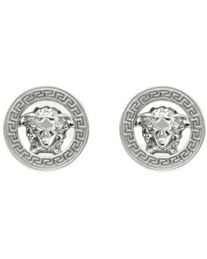 Versace Medusa Head Logo-Engraved Earrings - White