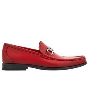 Ferragamo Gancini Buttoned Loafers - Red