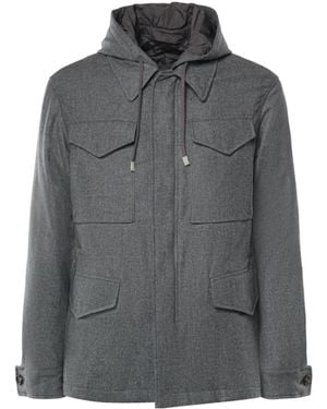 Eleventy Utility Hooded Jacket - Gray