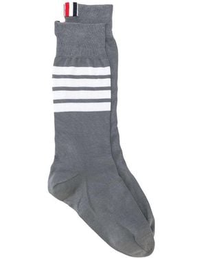 Thom Browne 4-Bar Striped Socks - Blue
