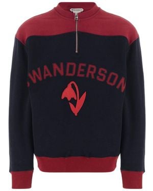 JW Anderson Jw Anderson Logo Half-Zip Sweatshirt - Blue