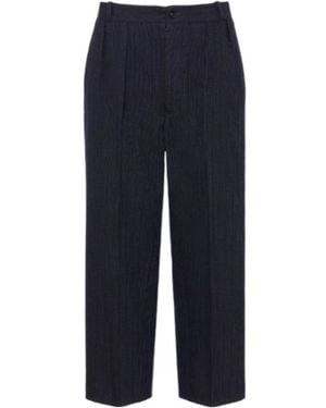 Maison Margiela Pinstripe Wool Trousers - Blue