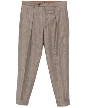 Berwich Check-Pattern Pleated Trousers - Grey
