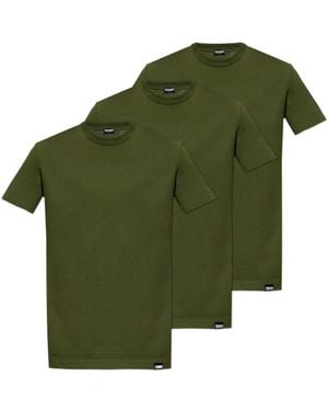 DSquared² Underwear Logo Tag Three Pack Of Underwear T-Shirts - Green