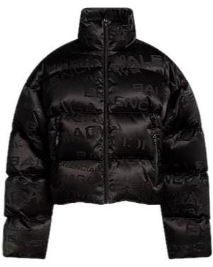 Balenciaga Minimalist Printed Down Jacket - Black