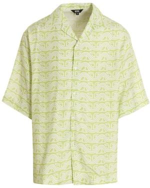 Gcds Waved Logo Printed Buttoned Shirt - Yellow