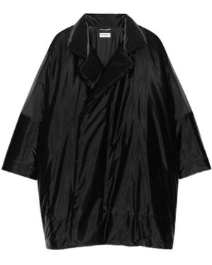 Saint Laurent Lacquered-Effect Oversized Down Jacket - Black