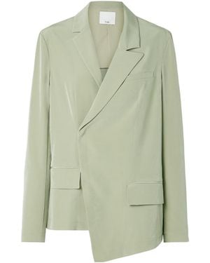 Tibi Asymmetric Crepe De Chine Blazer - Green