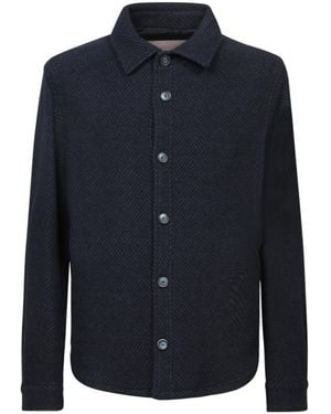 Herno Buttoned Long-Sleeved Shirt Jacket - Blue