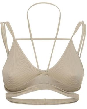ANDREADAMO Ribbed Jersey Bra W/ Straps - Natural