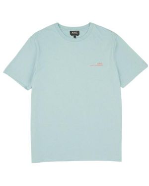 A.P.C. Logo Printed Crewneck T-Shirt - Blue