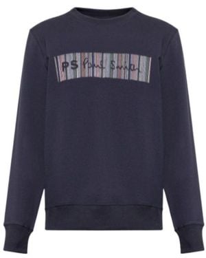 Paul Smith Ps Paul Smith Logo Embroidered Crewneck Sweatshirt - Blue