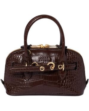 Miu Miu Aventure Crocodile Embossed Calfskin Mini-Bag - Brown