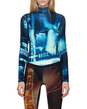 Jean Paul Gaultier Pigalle Printed Velvet Bodysuit - Blue