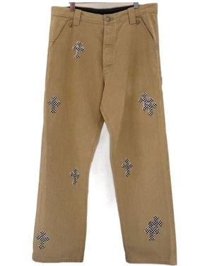 Chrome Hearts Leopard Print Cross Casual Trousers - Natural
