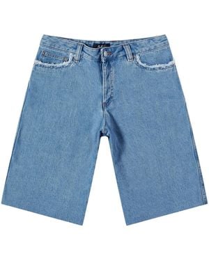 A.P.C. Frayed Detailing Denim Shorts - Blue