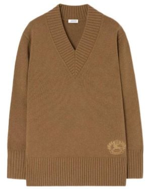 Burberry Wool Cashmere V-Neck Sweater - Brown