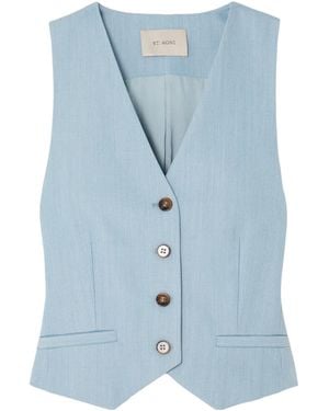 St. Agni Carter Recycled-Twill Vest - Blue