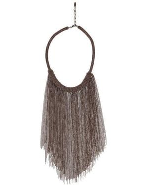 Brunello Cucinelli Chain-Embellished Choker Necklace - Brown