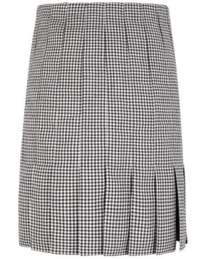 Ferragamo Ferragamo Pleated Checked Skirt - Grey