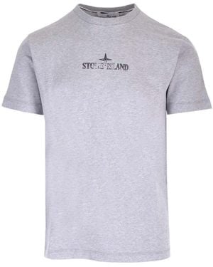 Stone Island Logo-Print Cotton T-Shirt - Multicolour