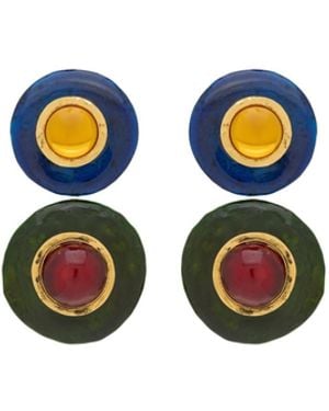 Saint Laurent Cabochon Drop Earrings - White