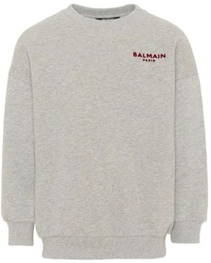 Balmain Logo-Embroidered Sweatshirt - Gray