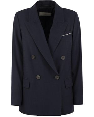 Peserico Double Breasted Blazer - Blue