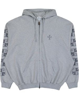 Vetements Logo Zip-Up Hoodie - Grey