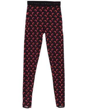 Marine Serre All-Over Print Leggings With An Elastic Waistband - Red