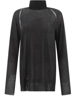 Ann Demeulemeester Turtleneck Distressed Sweater - Black