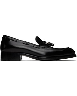 Tom Ford Burnished Leather Edgar Tassel Loafers - Black