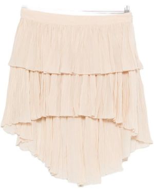 Blumarine Tiered Ruffled Mini Skirt - Natural