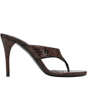 Alaïa Infradito Snakeskin-Effect Sandals - Brown