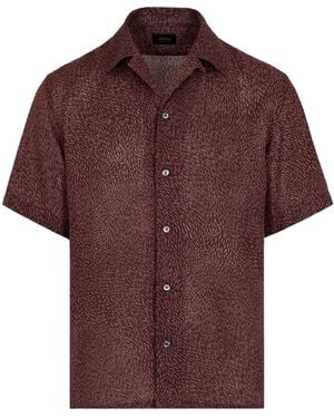 Brioni Cuban Printed Short-Sleeve Shirt - Red