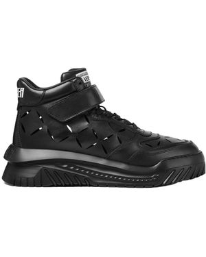 Versace High-Top Leather Sneakers - Black